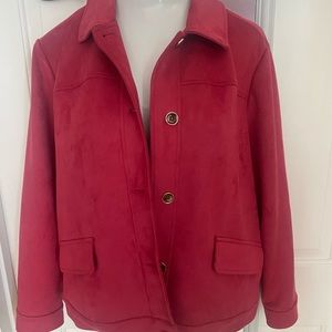 Raspberry faux suede jacket. New with tags